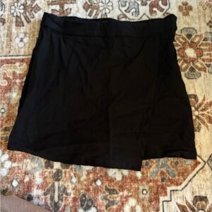 Sparrow Black Asymmetrical Wrap Mini Skirt with short inside.